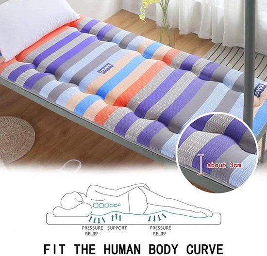 Japanse Futon Matras - Rolbare Slaapmat - Gasten Laten Slapen - Ademende Katoenen Top - 3cm Dik - I — afbeelding 5