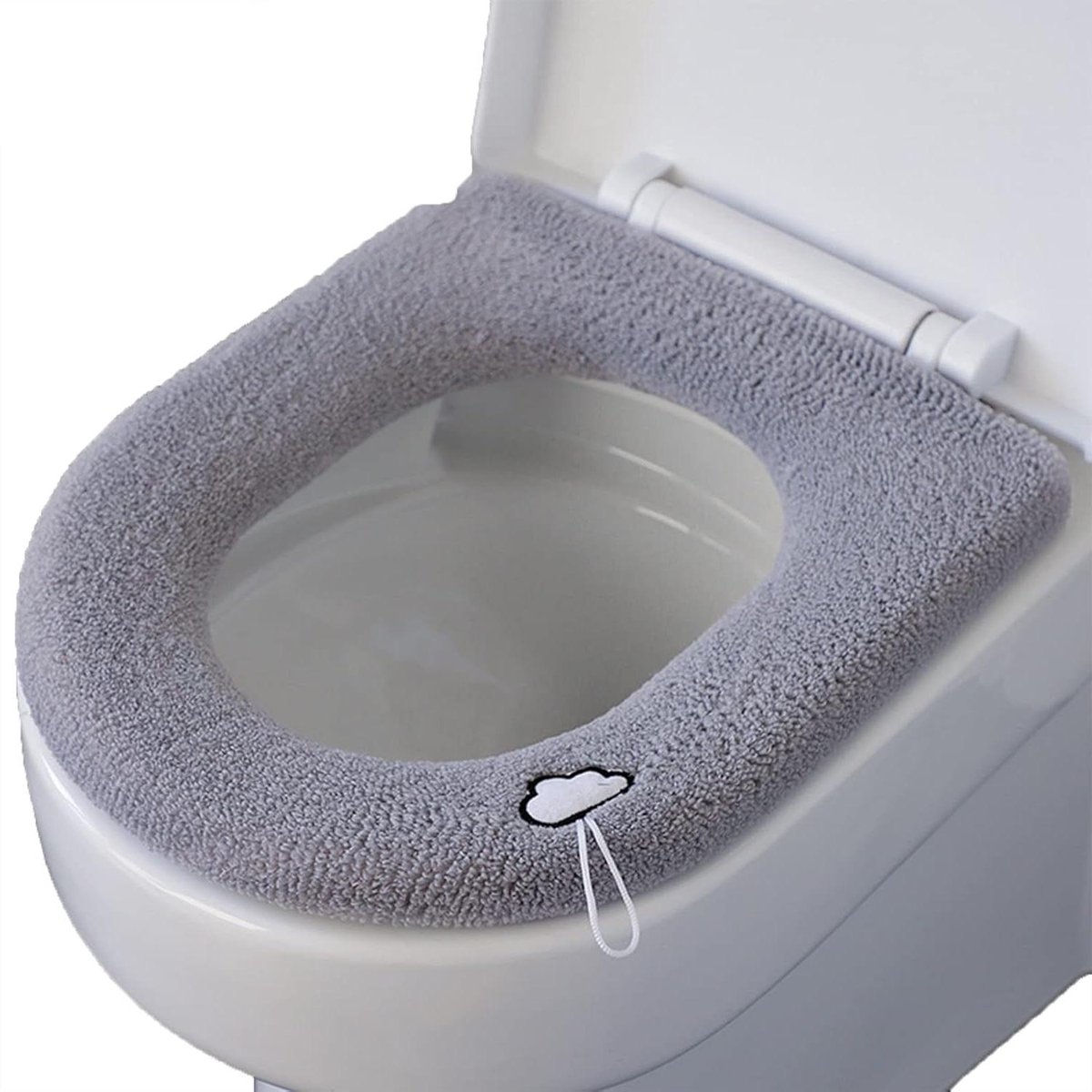 Toiletbrilkussen - Zachte Wasbare Hoes - Comfort in Huis - Handgreepband Ontwerp - 30x30 cm - Lichtgrijs