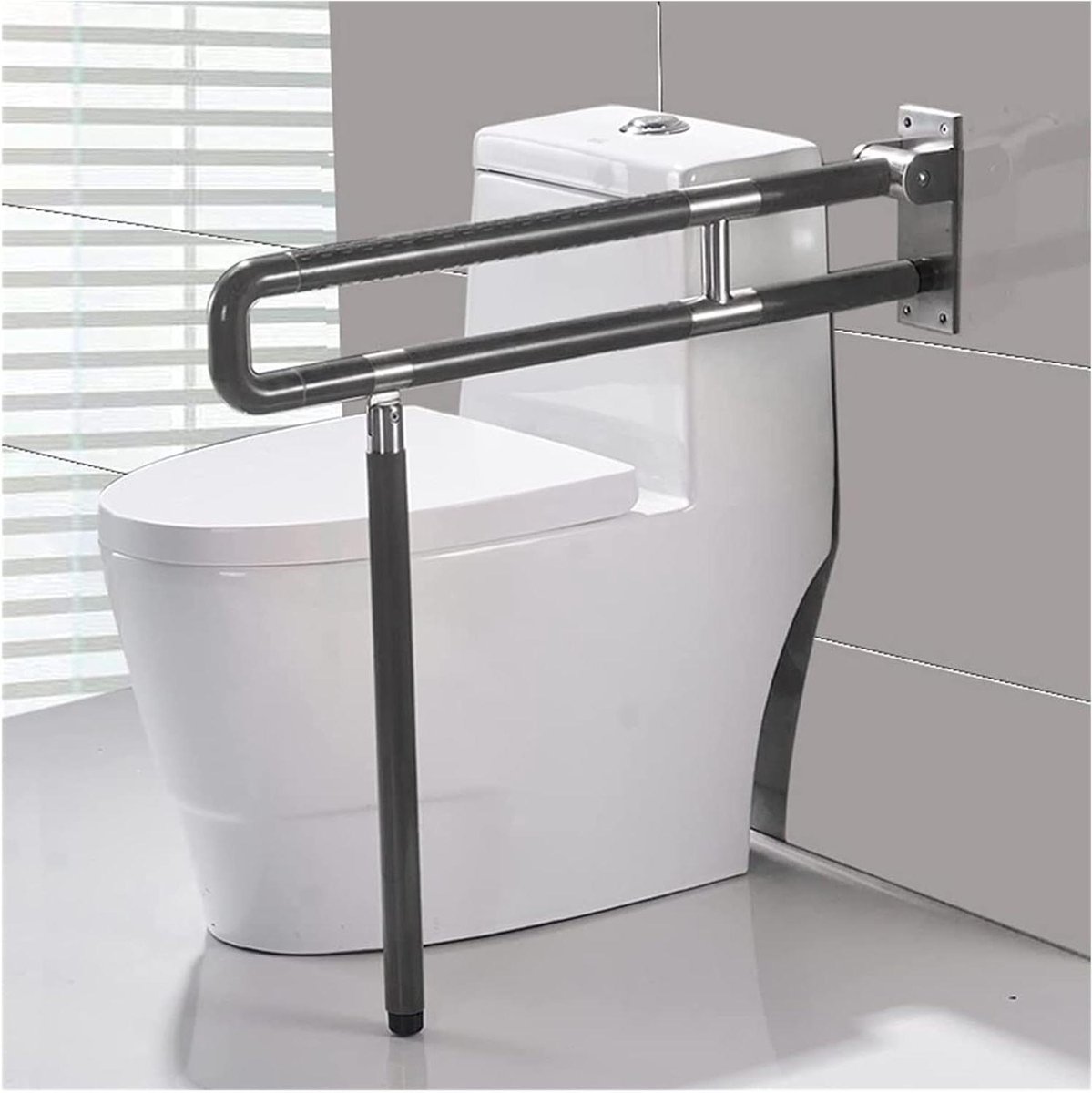 Badkamer Handgrepen - Veiligheidsleuning Douche - Veiligheid in Huis - Opvouwbaar met Beensteun - One Size - Zwart