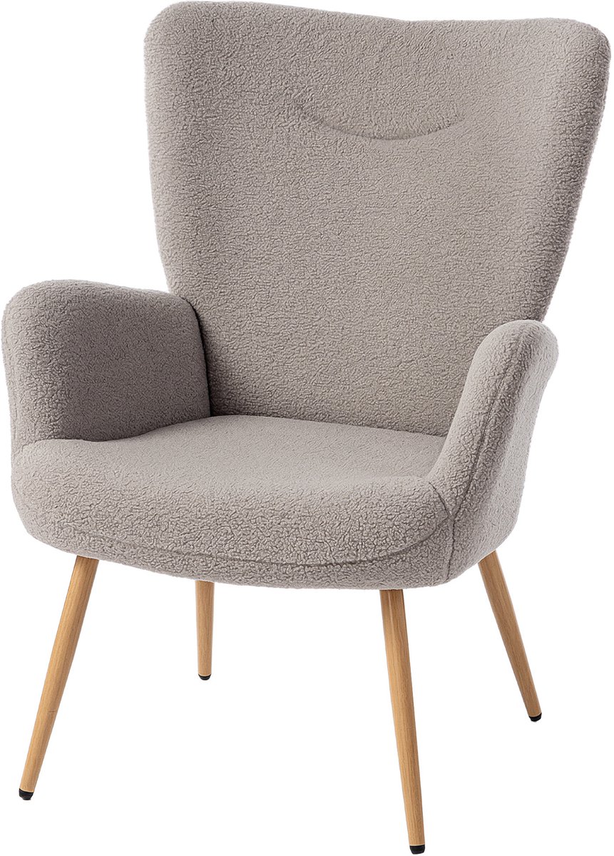 HOMCOM-Accentstoel-Trouble stof-71 x 74 x 97,5 cm-Grijs