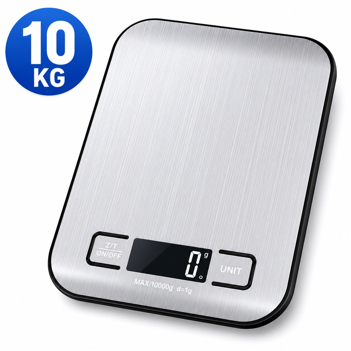 Keukenweegschaal Digitaal 10KG – Oplaadbare RVS Precisie Weegschaal Keuken – 1g Nauwkeurig – USB Keuken Scale met LCD Display, Tarra Functie & 6 Meeteenheden – Voor Bakken, Koken & Meal Prep – Zwart
