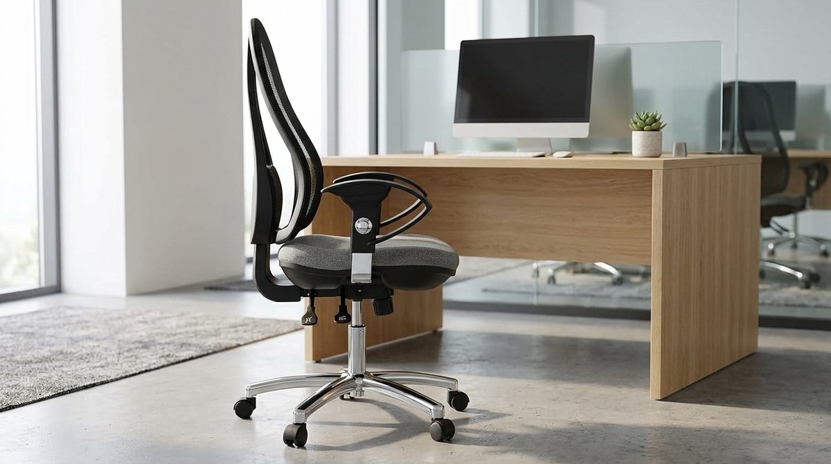 Ergonomische bureaustoel met armleuningen – House&Garden Open Point SY Deluxe draaistoel – grijs mesh design, verstelbare zithoogte, synchroonmechanisme, 110 kg draagkracht – comfortabele kantoorstoel voor thuis en kantoor