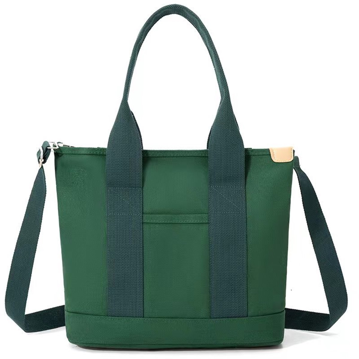 Sander Shop Draagtas, canvas, dames, handtas, schoudertas, shopper met ritssluiting, voor dagelijks gebruik, school, winkelen, werk, reizen (groen)