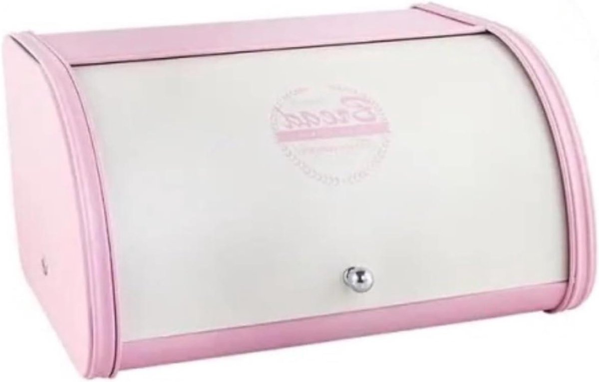Broodtrommel - Brooddoos - Brood bewaren - Ruimtebesparend ontwerp - 31.5 x 25.5 cm - Wit Roze