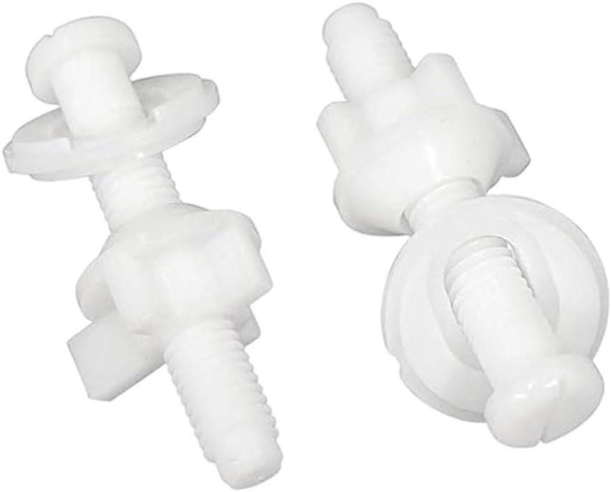 WC-bril schroeven - Bevestigingsset toilet - Toilet reparatie - Duurzaam kunststof materiaal - M10 x 64 mm - Wit