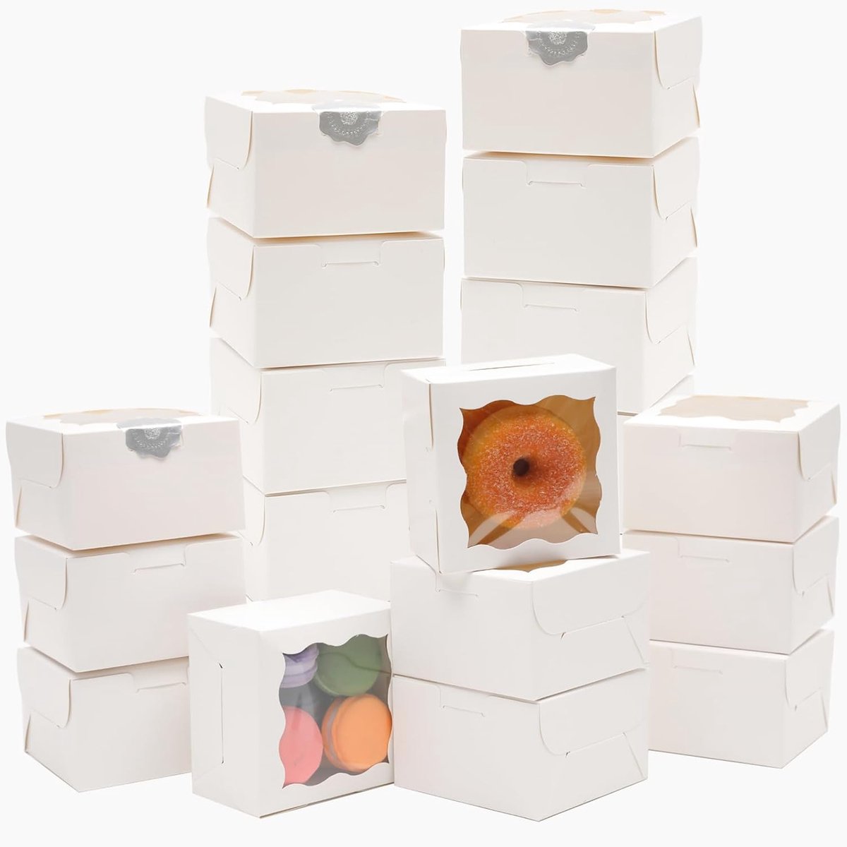 Cupcakedoosje - 10.2 x 10.2 x 6 cm - Wit - Met Tray en Venster - Gebaksdoos - Perfect Voor Cupcakes, Desserts en Meer - 60 stuks - Cupcakedozen - van Imperatoris
