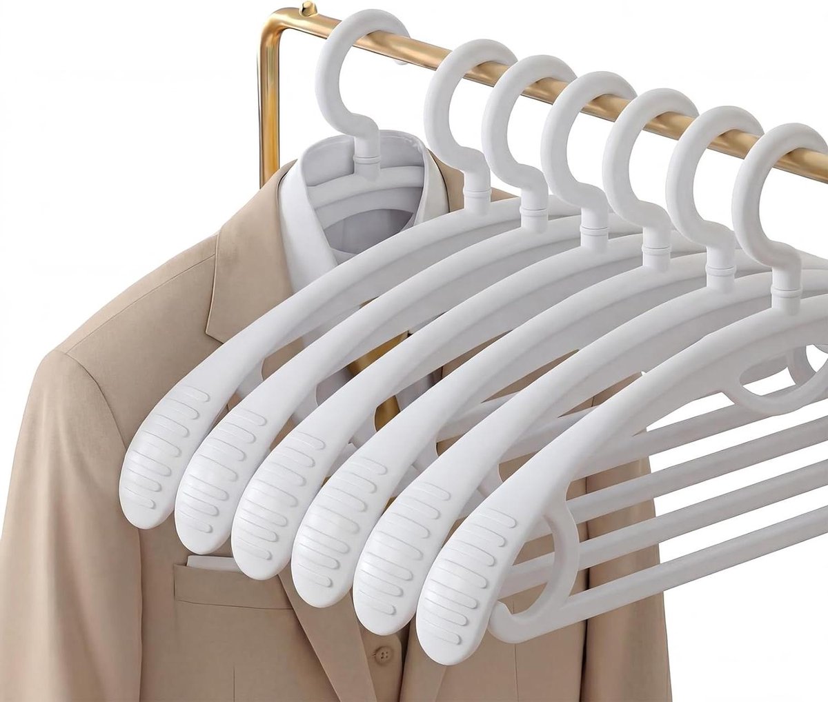 Kledinghangers - Brede Schouder - Kast Organiseren - 360 Graden Draaibaar - 10 Stuks - Wit