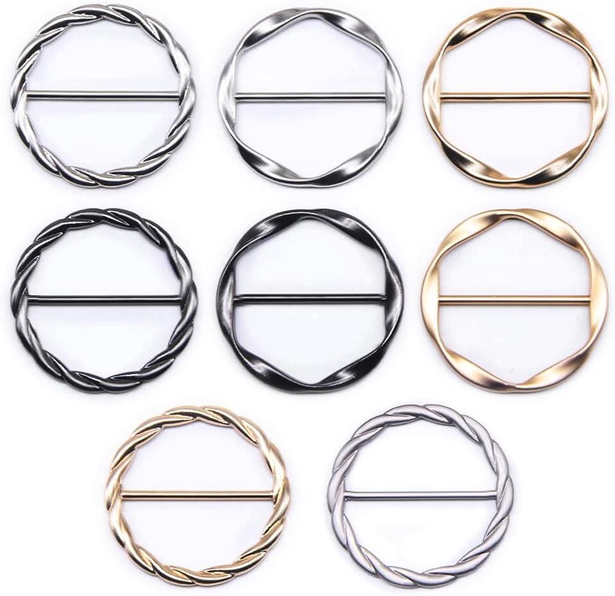 Sjaal Ring Clips - Kledinggespen Rond - Accessoires Maken - Verschillende Kleuren - Set van 8