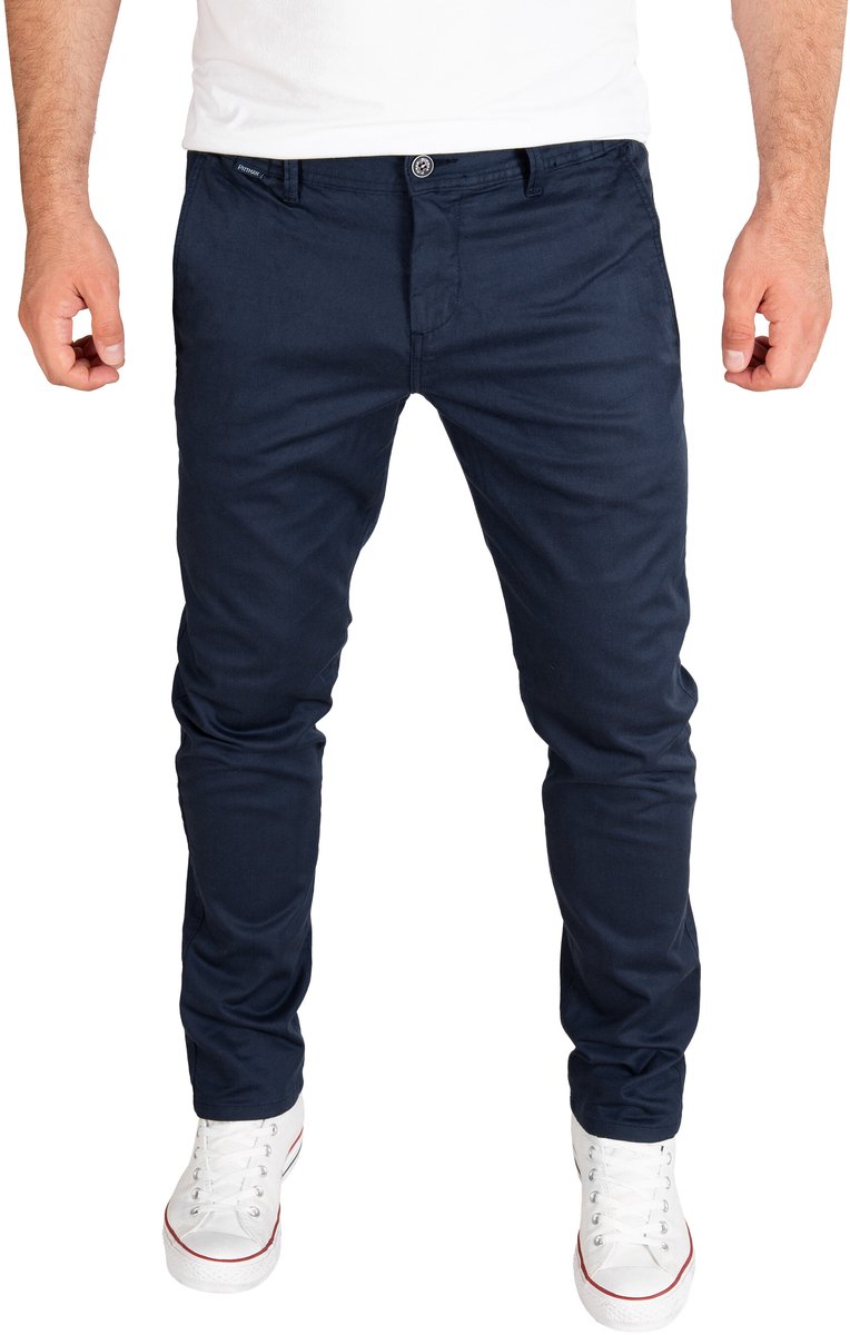PITTMAN Heren Chinobroek Andrew – Regular Fit – Katoen Stretch – Donkerblauw – 5-pocket