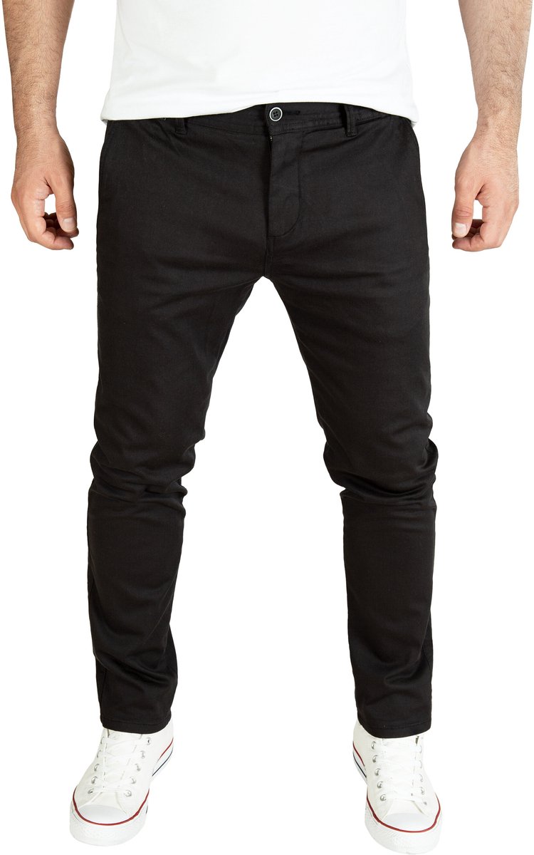 PITTMAN Heren Chinobroek Andrew – Regular Fit – Katoen Stretch – Zwart – 5-pocket