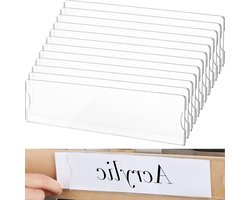 Yulejo 15 sets acryl naamplaathouder doorzichtig acryl plastic bordframe met plakband horizontale muur naamplaten voor deur kantoor naamplaatjes voor kantoor thuis (20 x 5 cm)
