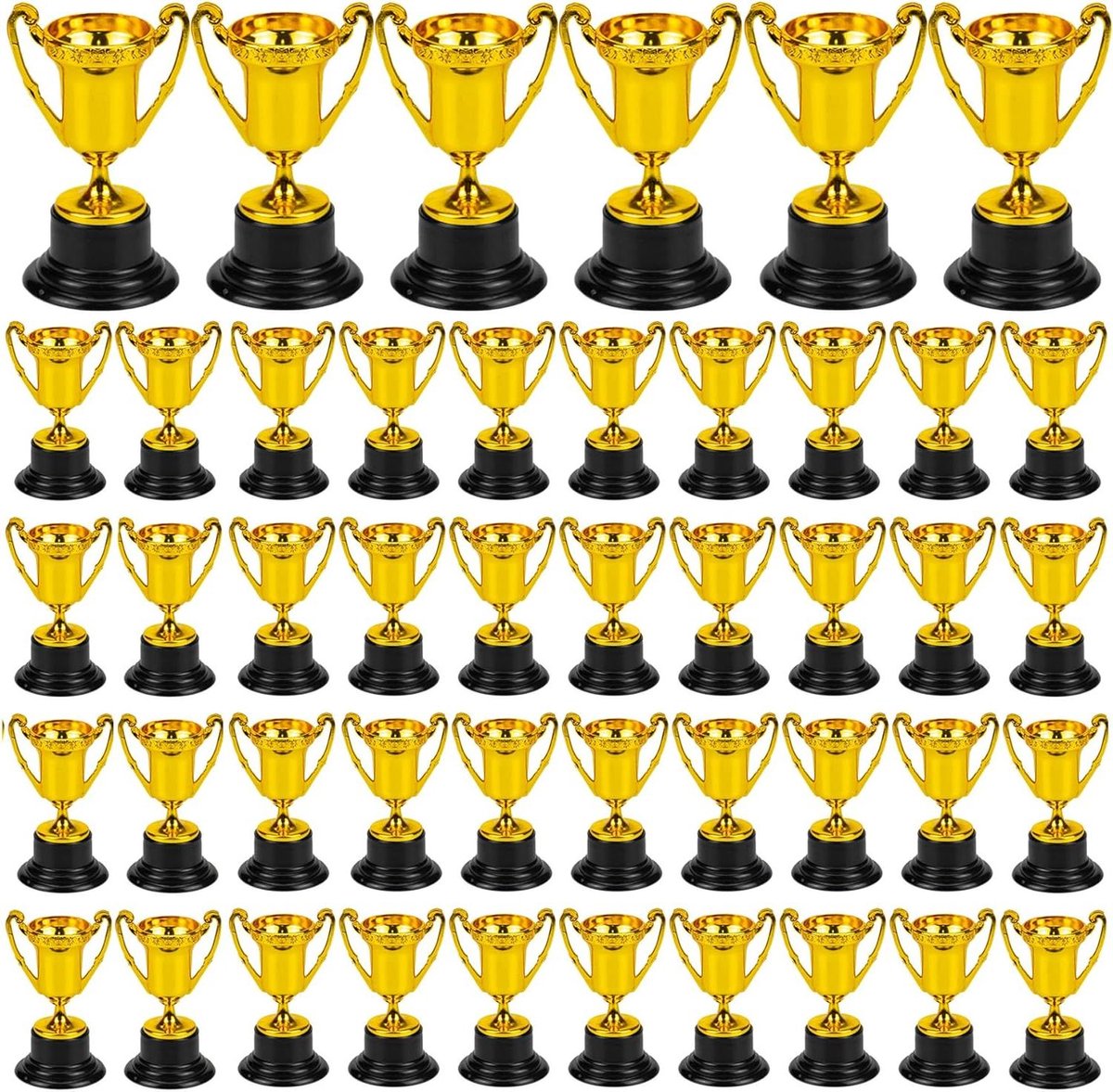 Nicunom Set of 30 gold trophies, 8.5cm plastic gold trophy cups first place winner prize trophies for sports tournaments, competitions, parties