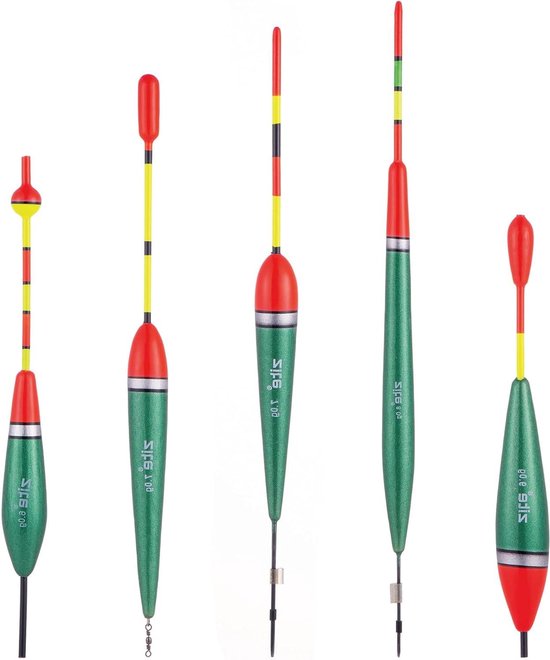 Karperdozenset 5-delig - Dobbertjes set - Karpervissen Zoetwater - Veelzijdige draagkrachten - 6 tot 9 gram - Groen Oranje