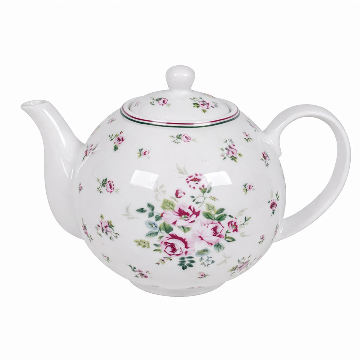 Isabelle Rose - Theepot - Porselein - 1L - Wit Roze | Lisa