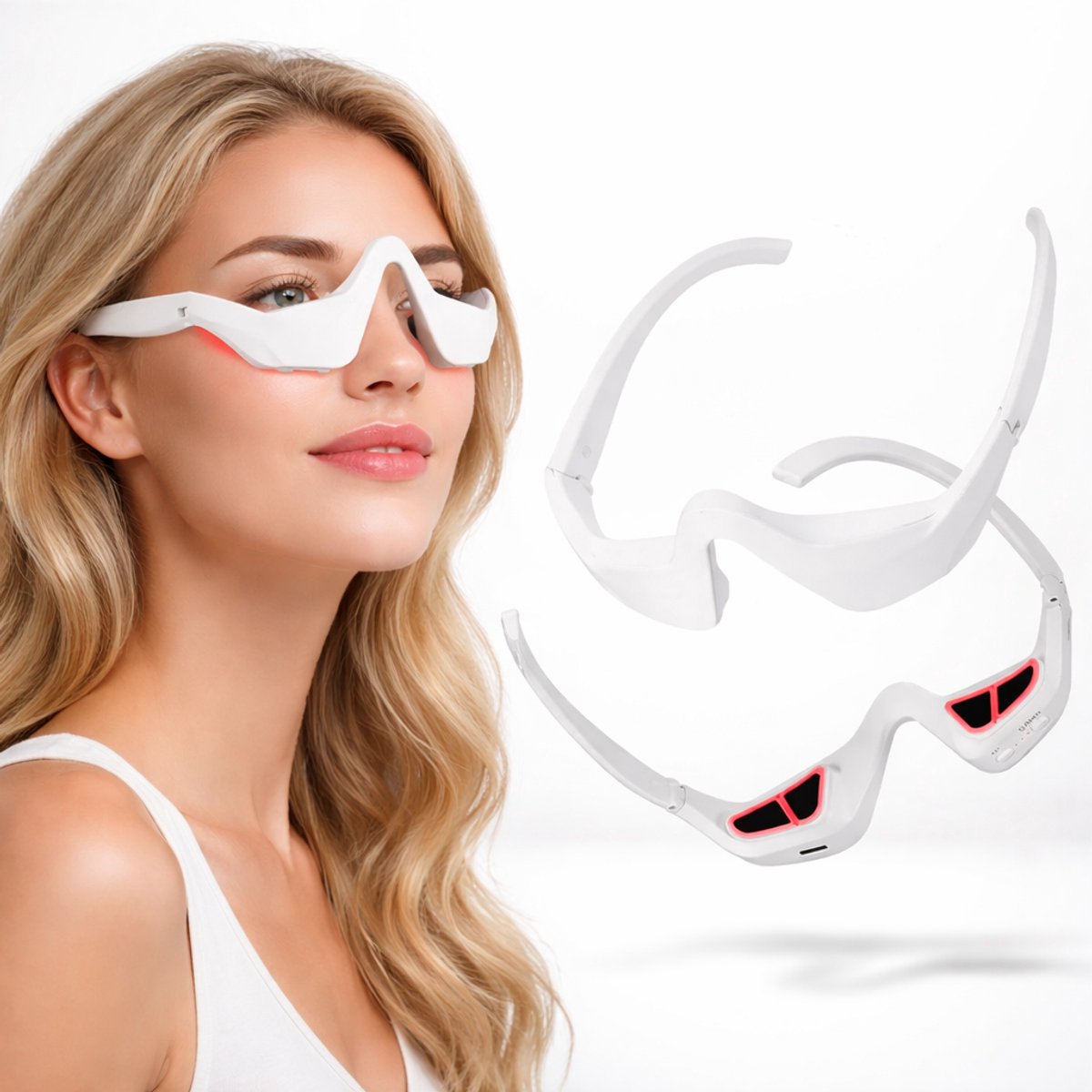 Oogmassageapparaat - Verminderd wallen - Oogverzorging - Lifting masker - Wallen verwijderaar - EMS - Rood lich Therapie - Donkere kringen - Huidverbetering - Bril - Oogzak verwijderen - Huidverjongingsapparaat - Licht therapie - Oogspa - Ontspannen