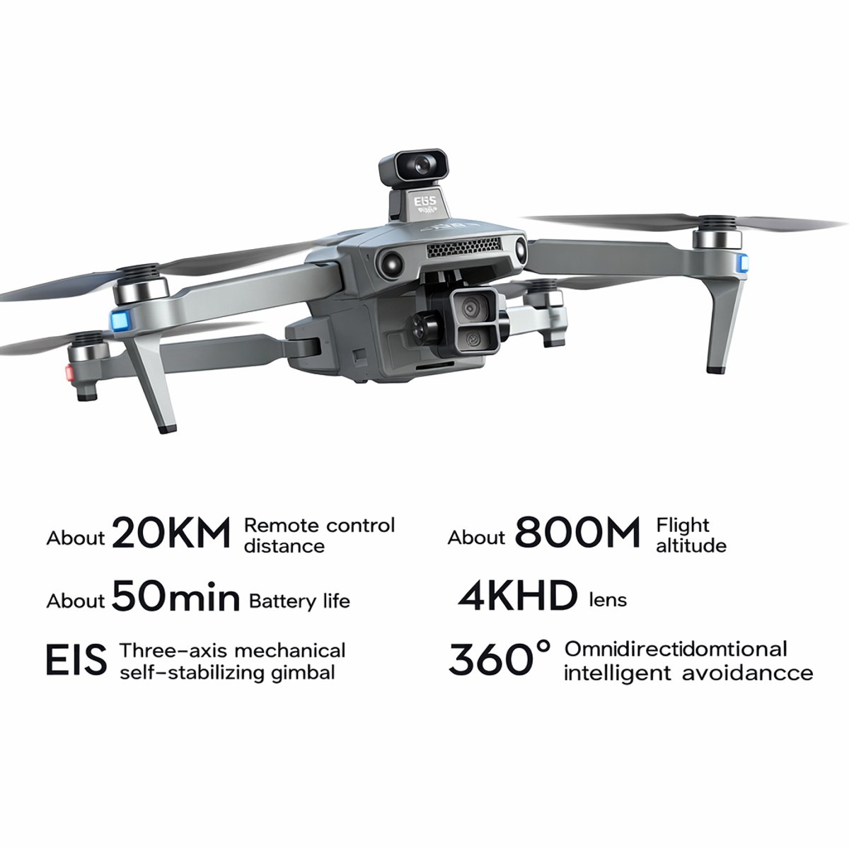 Miryx Drone - GPS - 8K camera - Groot Scherm - Profesional - GPS - 5.5 Inch - 3-assige Gimbal - Borstelloze Motor