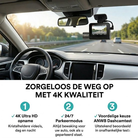 70mai Dash Cam 4K A800SE Set - Dashcam voor en achter - 4K Ultra