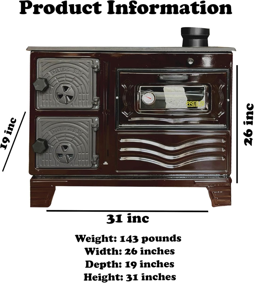 Terrashaard Wood Stove Pipe Set | Bellavero Gietijzeren Kachelpijp Set 3 Rechte + 1 Hoekbuis | Duurzaam en Hittebestendig voor Hout- & Kolenstoven | Village House, Cabin & Outdoor Verwarming Accessoire | Bruin