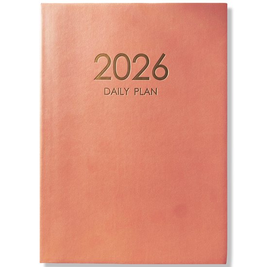 2026 Bureau agenda - Dagagenda 1D/1P - A4 Softcover Zalm Roze - 21x29cm