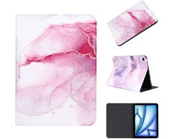 Casemania Hoes Geschikt voor iPad 2025 A16 11 inch - Marmer Roze - Luxe Print Tablet Cover