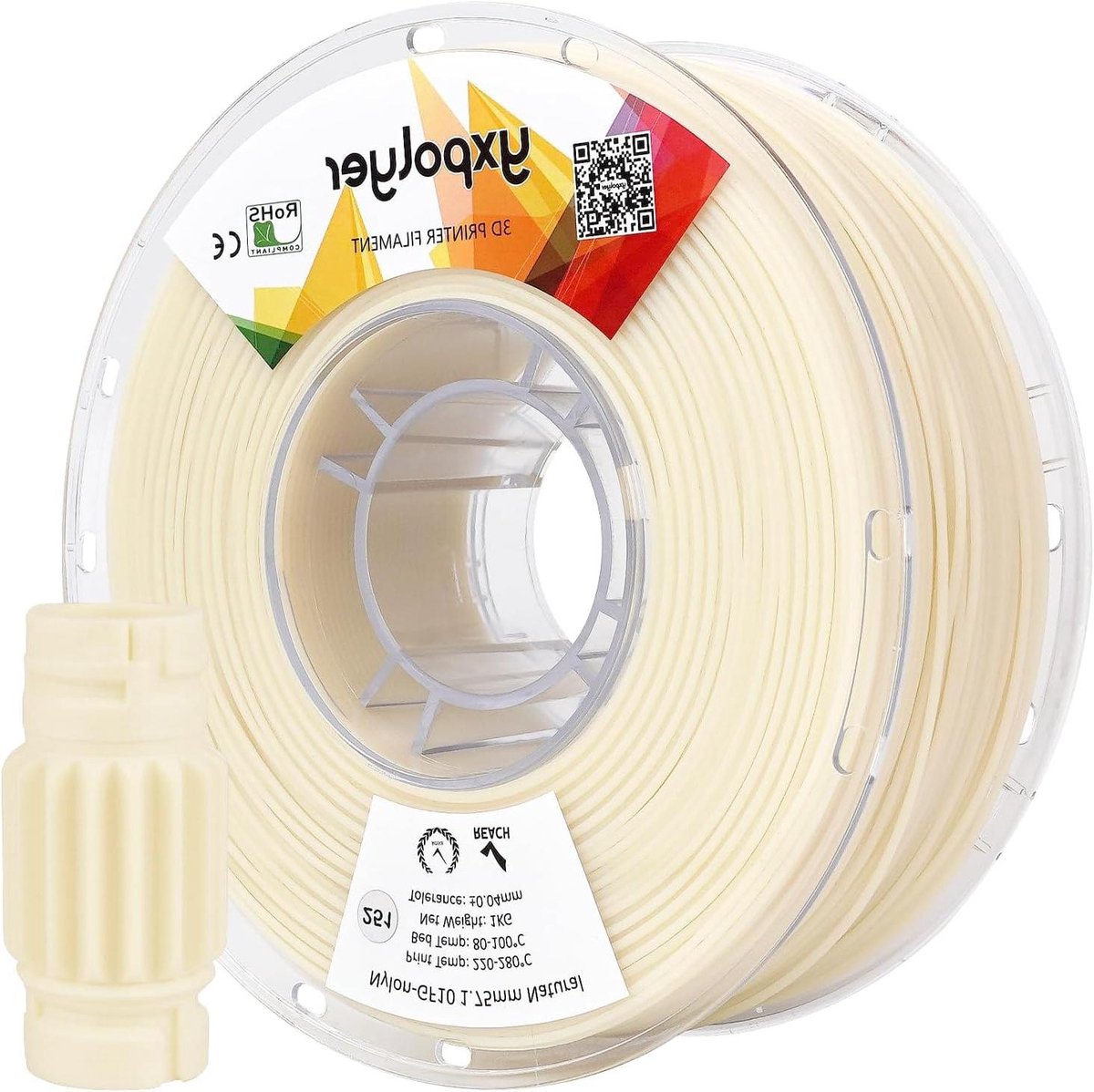 Nylon Glasvezel Filament - 3D Print Materiaal - Industriële Toepassingen - Hoge Sterkte Stijfheid - 1.75mm 1kg - Natuurlijk Wit