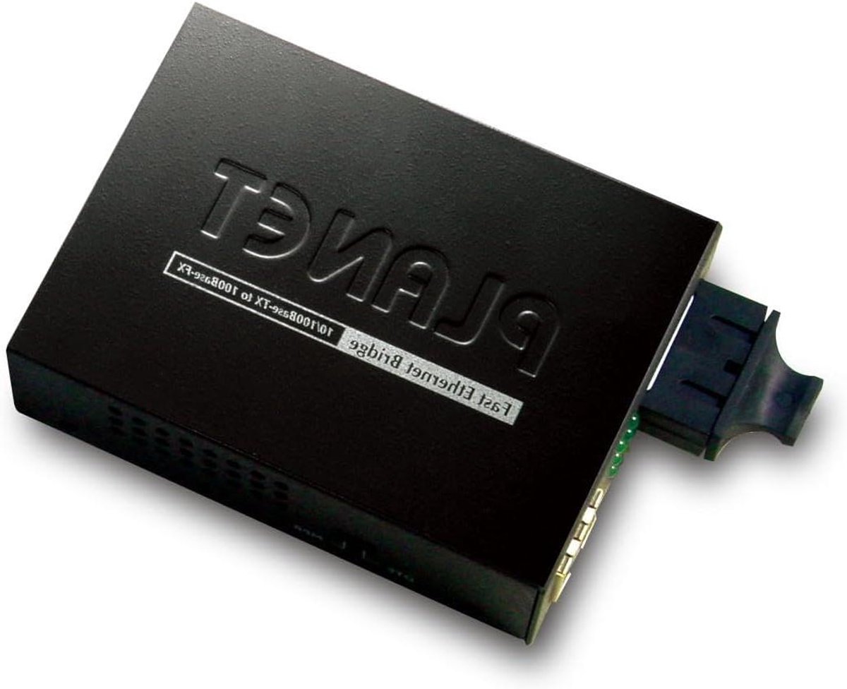 Netwerk Media Converter - Ethernet Switch - Data Overdracht - 100 Mbit/s Snelheid - Compact Formaat - Zwart