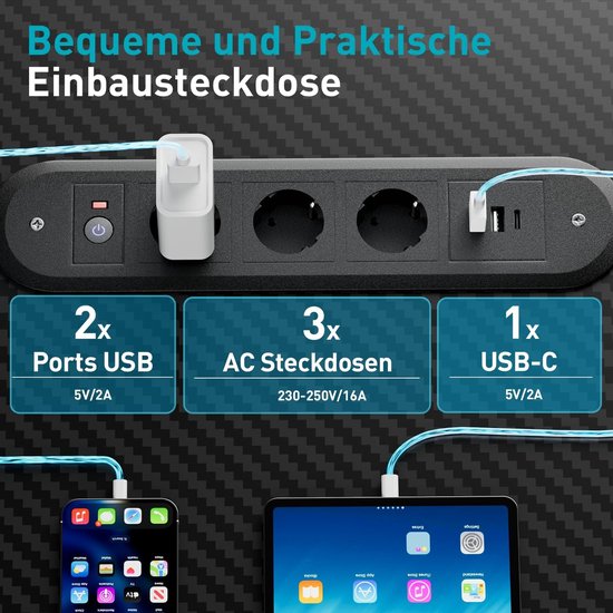 Gamingtafel met led - Hoekbureau computertafel - Thuiswerken gamen - Met opzetrek monitorstandaard - 150 x 100 cm - Zwart koolstofvezel — afbeelding 3