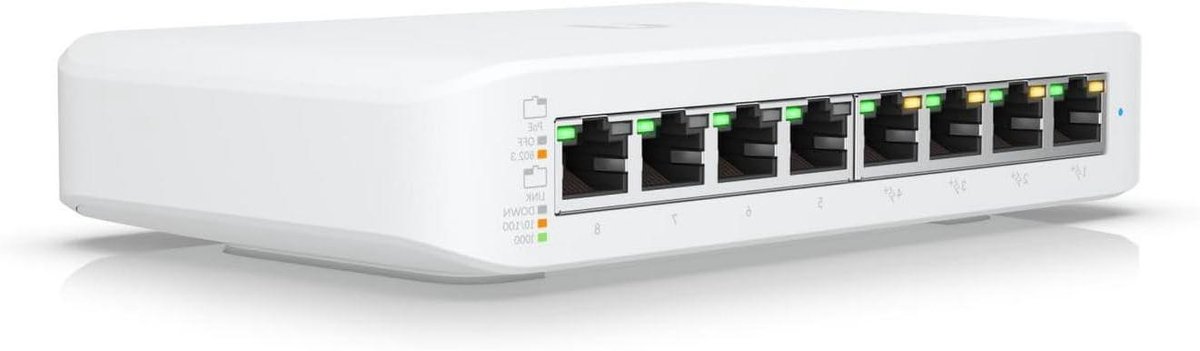 Netwerk Switch - PoE Switch - Netwerk Uitbreiding - 8 Poorten Beheerd - Compact Formaat - Wit
