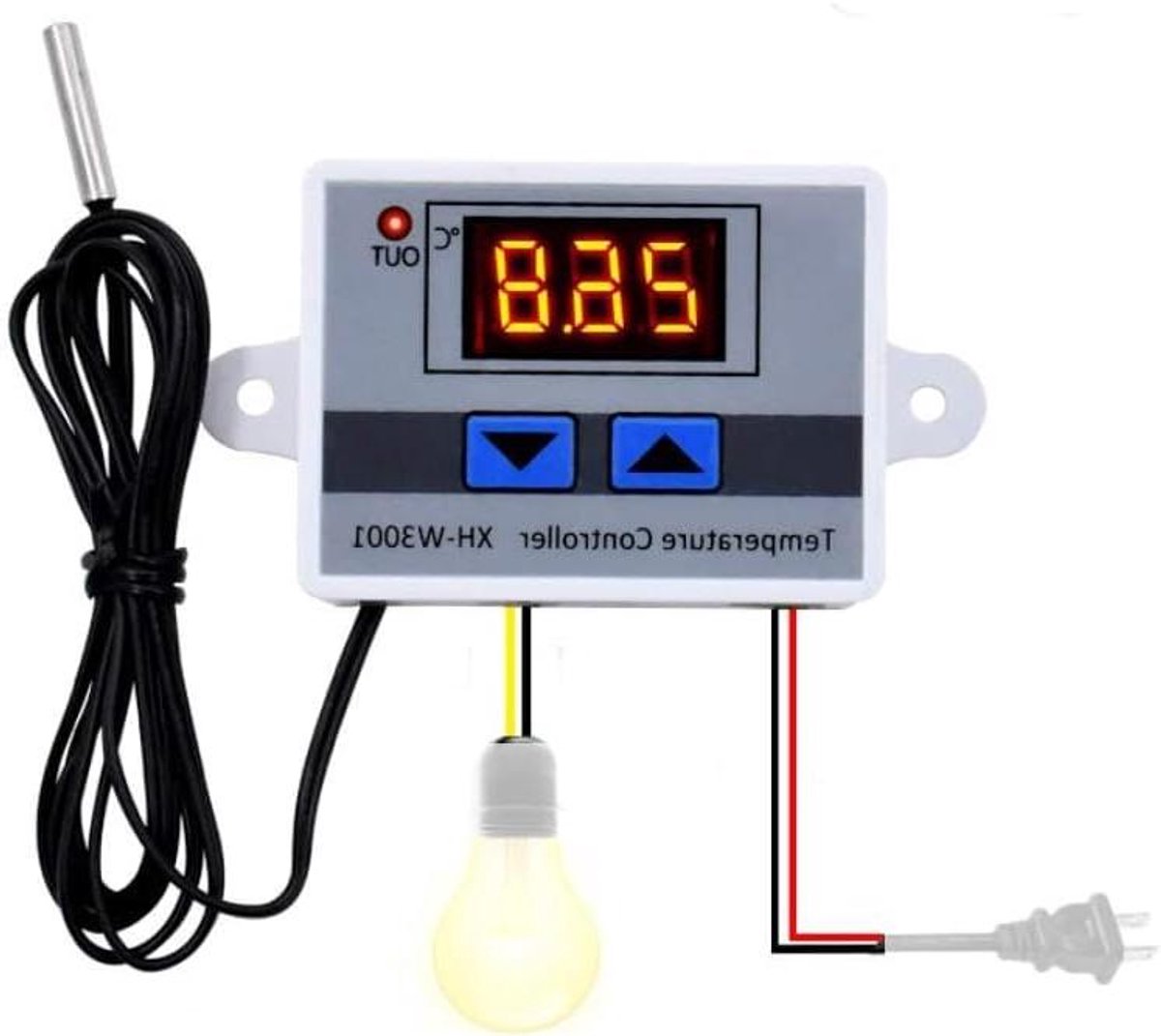 Digitale Temperatuur Controller - Thermostaat Schakelaar - Verwarming Koeling - Waterdichte Sonde Precisie - 6 x 4.5 x 3.1 cm