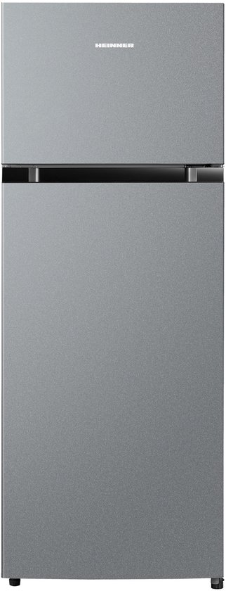 Dubbele deur koelkast Heinner HF-M24ESE++ 204L koel-vriescombinatie, LED, omkeerbare deur, energieklasse E, zilver