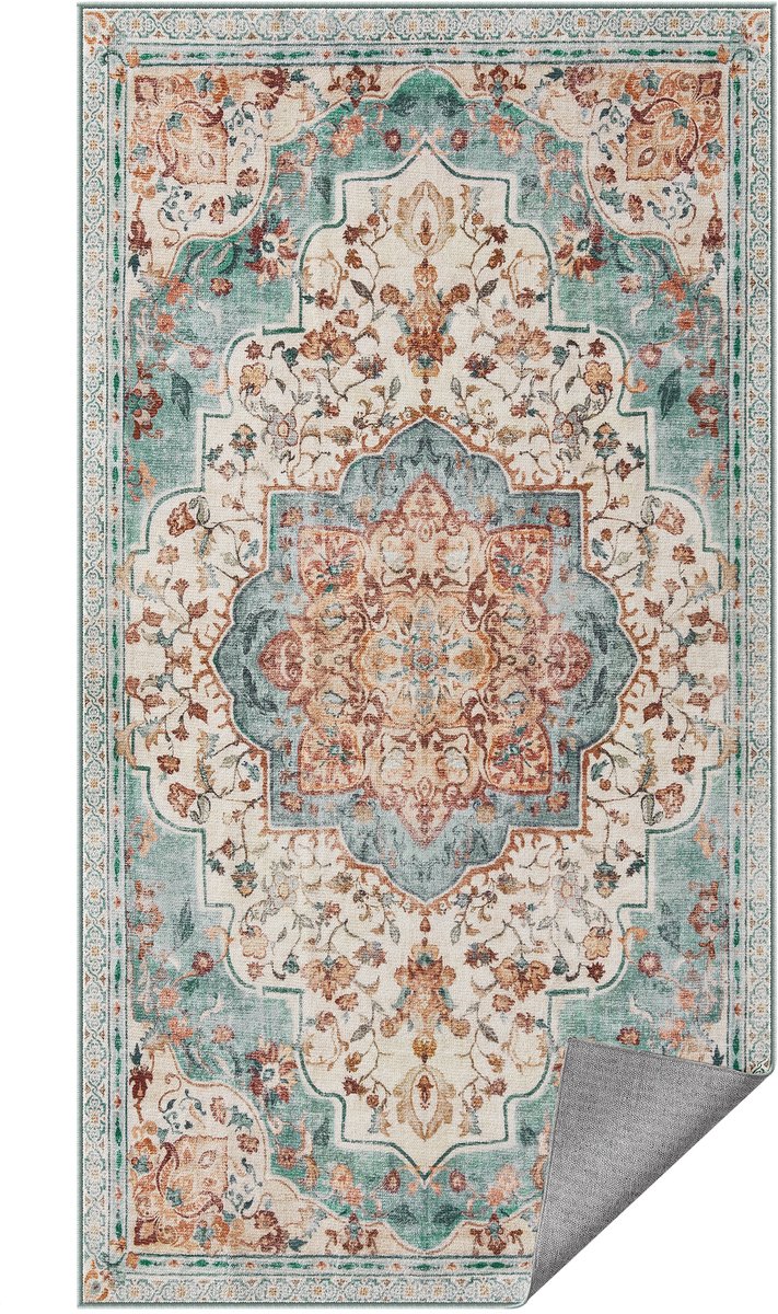 SONGMICS HOME - Tapijt - Vintage Vloerkleed - Wasbaar en Antislip - Voor Woonkamer Slaapkamer Keuken hal Eetkamer