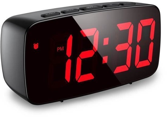 Digitale wekker, wekker bij bed, 7 inch ledspiegelwekker, met 2 USB