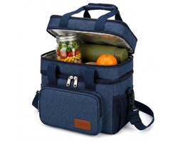 Cheqo® Koeltas - Lunchtas - Geïsoleerde Koeltas - Picknicktas - Thermotas - Opvouwbaar - Coolerbag - Koeltasje - Lunch Bag - Schoudertas - Isolatietas voor Volwassenen en Kinderen - Waterafstotend - Dubbel Compartiment - Lekvrij - Eettas
