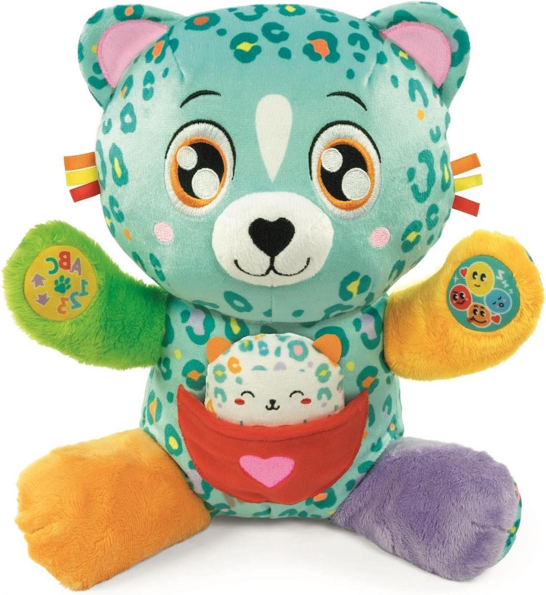 Interactieve Luipaard - Pluche Dier - Baby Educatie - Geluid en Licht Effecten - Meerkleurig