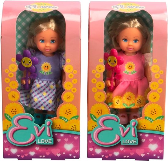 Evi Love Pop - Bloemenpop Speelgoed - Fantasie Spelen - Bloemenjurk Design - 12 cm - Roze — afbeelding 3