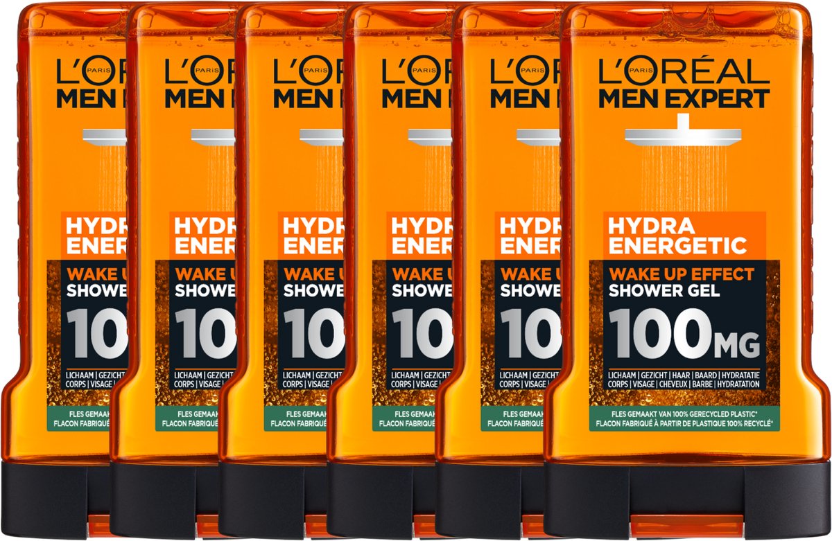 L'Oréal Paris Men Expert Hydra Energetic Shower Gel - Hydraterend en verfrissend - Energieboostende Geur - 250ml x6