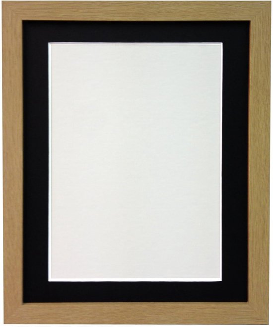 Lijsten Nederland | Houten multi fotolijst Anna voor 2 foto's met dubbele passe-partout 10x15 cm | zwart | normaal glas (2 mm