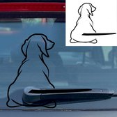 Autosticker - Hond met Staart Ruitenwisser - Grappige Auto Sticker Zwart - Hoogwaardig Vinyl - Autostickers Wrap Folie - Geschikt voor Alle Automerken / Universeel - 32CM