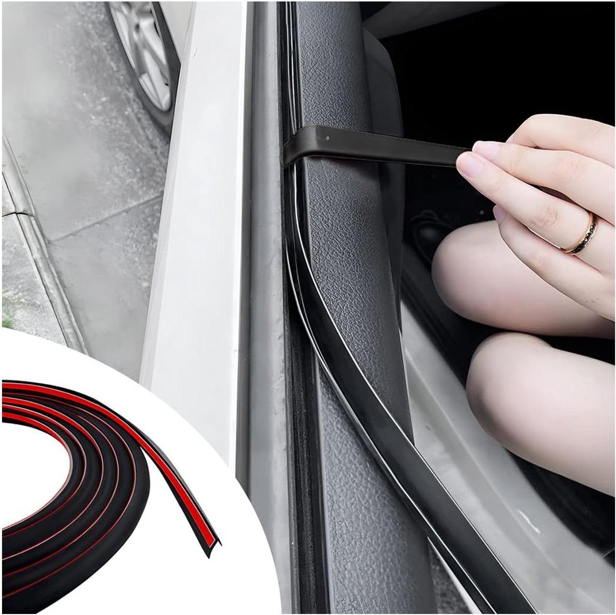 Auto Raamafdichting - Weerstrip - Ruiten Afdichten - V-vorm Ontwerp - 13.1 Meter - Zwart