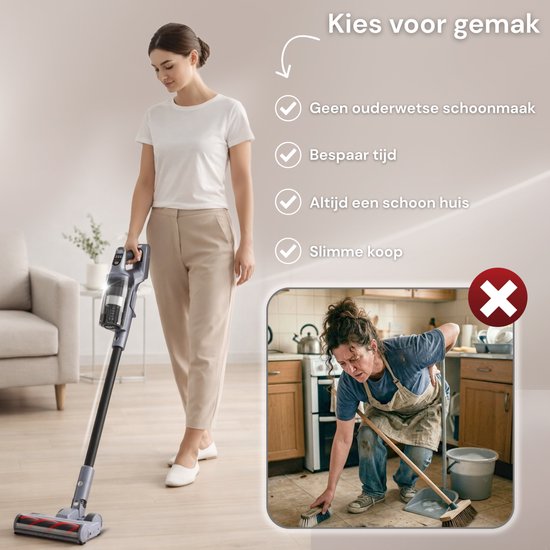 Vesora® 3-en-1 Steelstofzuiger V1 Sans fil sans sac - Aspirateur sans fil - Aspirateur à miettes sans cordon - Aspirateur - Aspirateur à main - Aspirateur sans fil avec filtre Hepa - Aspirateur pour animaux de compagnie - Aspirateur sans sac