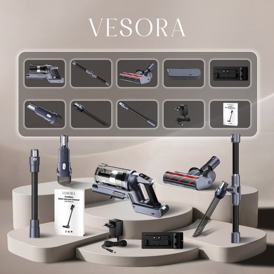 Vesora® 3-in-1 Buigbare Steelstofzuiger Draadloos zonder Zak - FLEX - Draadloze Stofzuiger - Kruimeldief Snoerloos - Vacuum Cleaner - Handstofzuiger - Stofzuiger Steel met Hepa Filter - Stofzuiger Huisdieren - Zakloze Stofzuiger