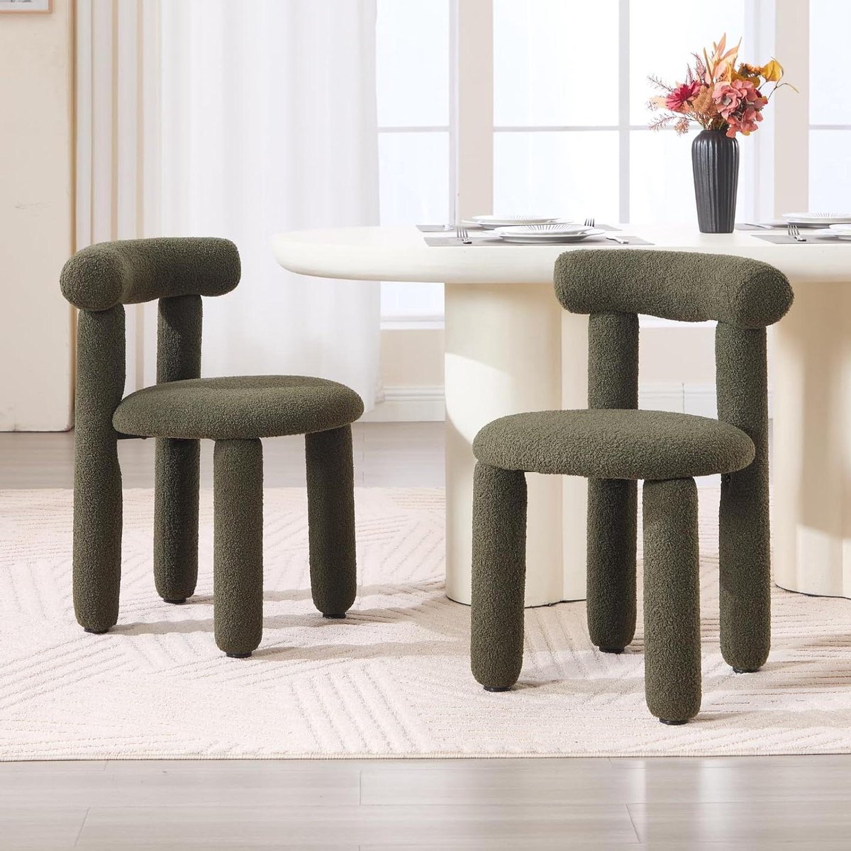 Eetkamerstoelen Set - Keukenstoelen Gestoffeerd - Moderne Accentstoelen - Cilindrisch Ontw