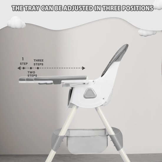Kinderstoel - Kinderstoel inklapbaar - Baby stoel - Kinderstoel Inklapbaar - Opvouwbare Kinderstoel met Tafel & Speelgoed - 6+ Maanden - Compact & Makkelijk Schoonmaken - Grijs — afbeelding 5