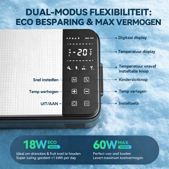Celestul - Coolbox - Koelbox 21L - Elektrische Coolbox - Draagbare mini koelkast - Draagbare Auto Vriezer 12/24Volt - Zwart\Grijs van Merkloos — afbeelding 2
