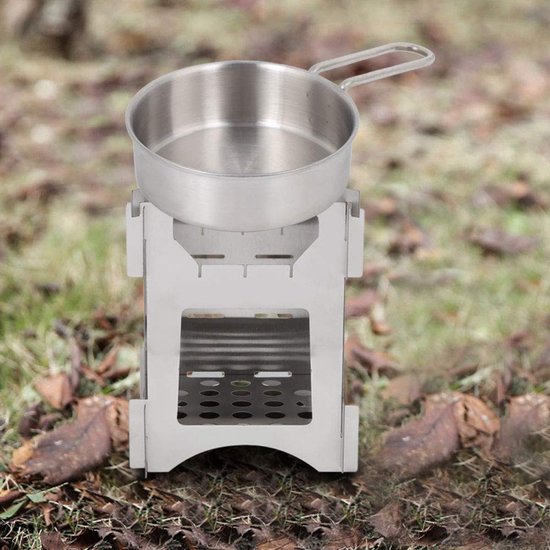 Allecto - Draagbare Houtgestookte Campingkachel - RVS Vouwbare Mini Kooktoestel voor Buitenactiviteiten van Allecto — afbeelding 3