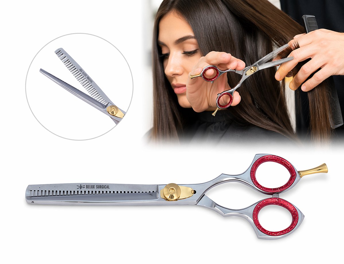 Belux Surgical Uitdunschaar 18 cm – Professionele Efileerschaar RVS | Kappersschaar voor Haar Uitdunnen & Textureren