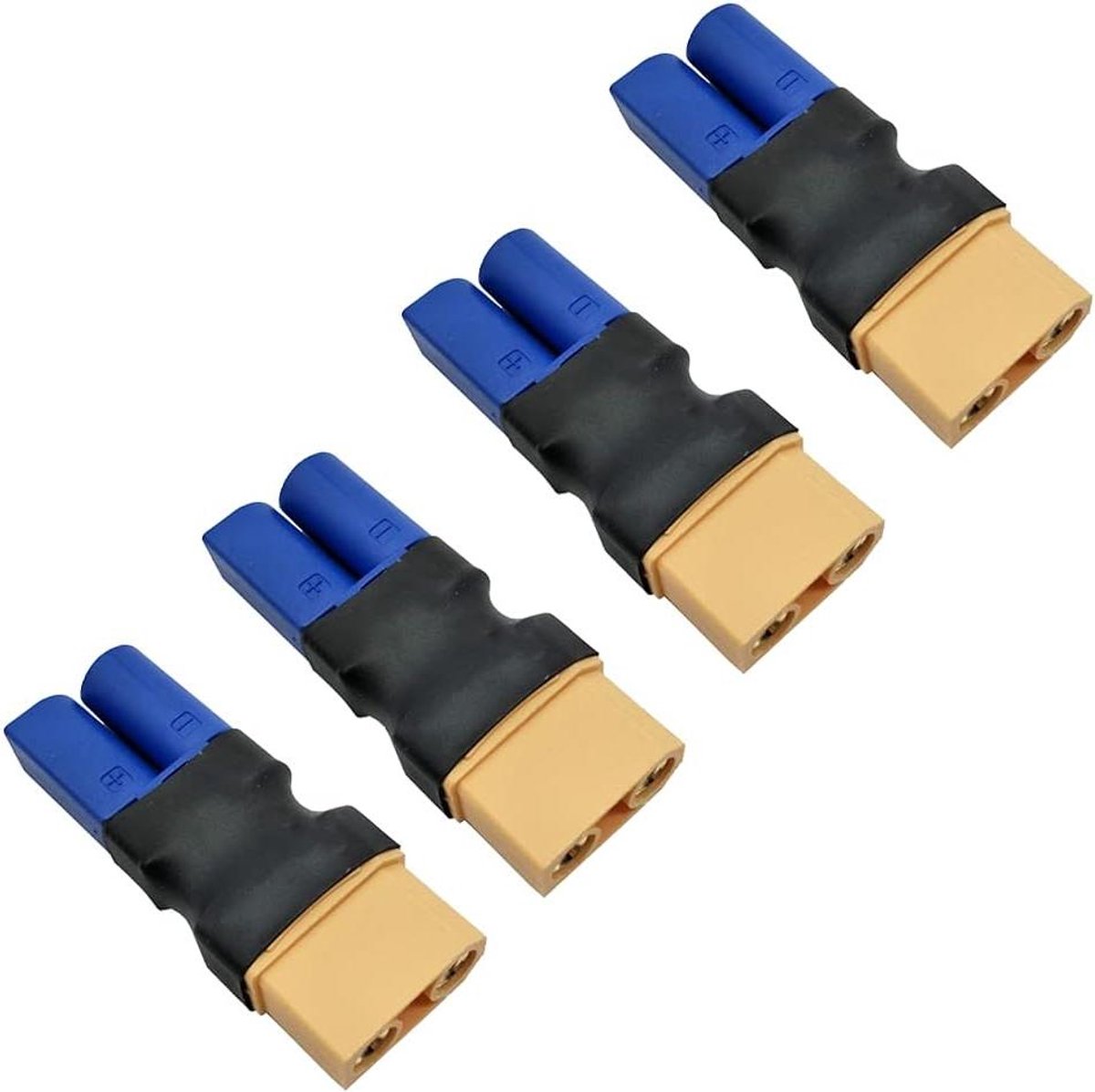 XT90 naar EC5 Adapter - RC Connector - Modelbouw Batterij - Kabelvrij Ontwerp - 4 Stuks - Blauw