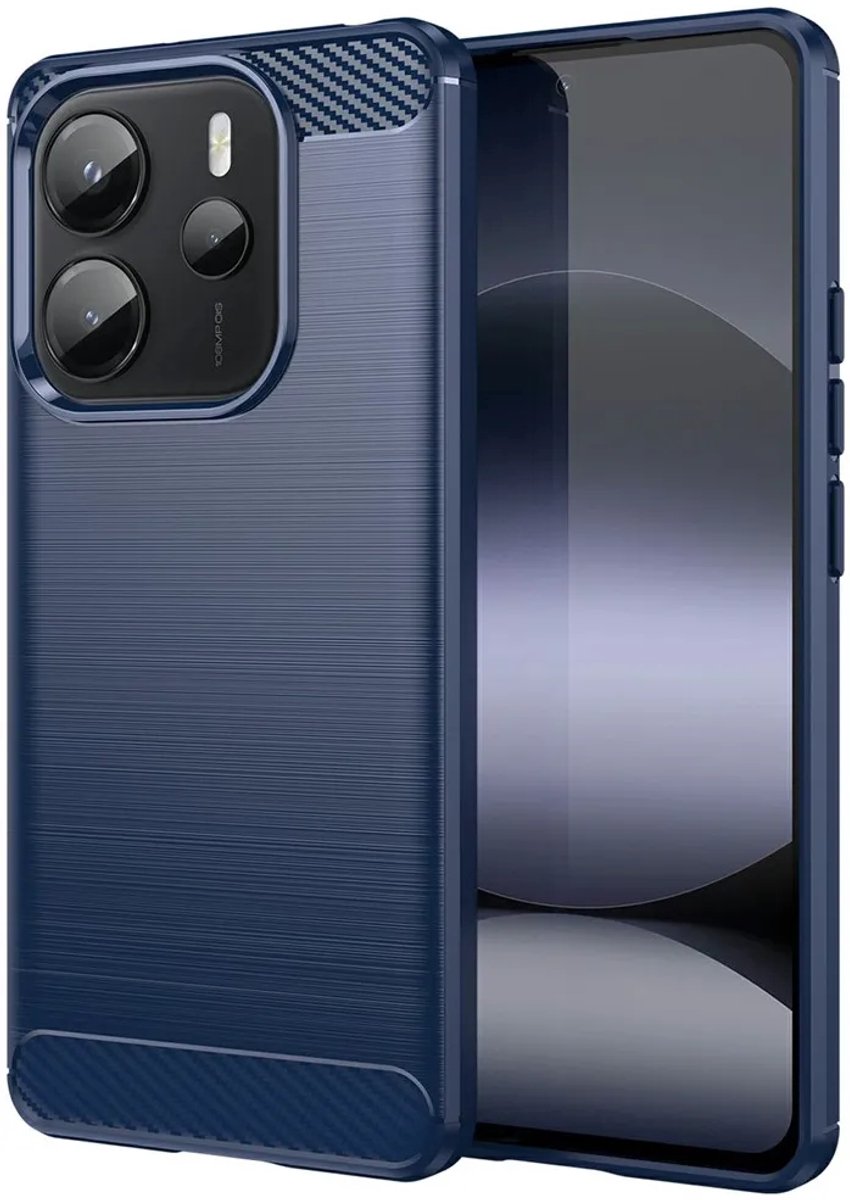 Hoesje geschikt voor Xiaomi Redmi Note 14 4G - Phonesta Carbon Silicone Back Cover - Blauw