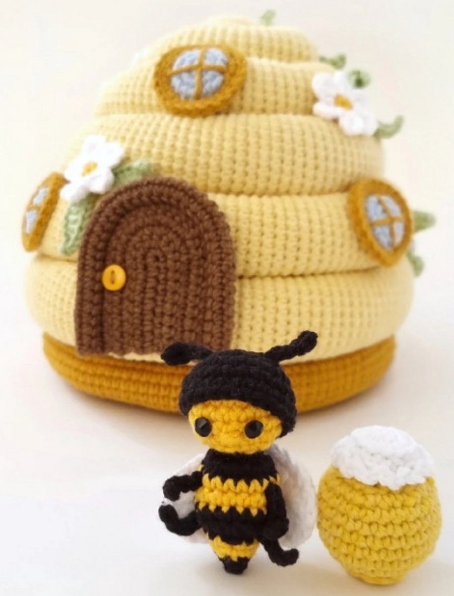 Ultiluxe® Haakpakket Bijenkorf met Bijen - 6 stuks - Complete DIY set - Crochet kit - Knutselset voor Kinderen of Volwassenen - Bijtjes - Groen/bruin
