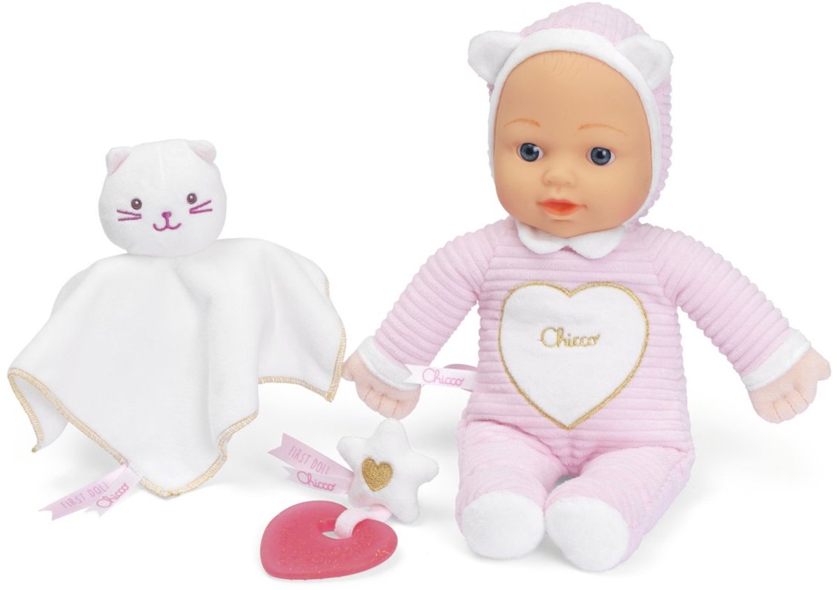 Chicco My First Doll Deluxe Gold - Geschenkset - Pop + Knuffeldoekje + Bijtring (0M+)